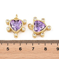 Brass Micro Pave Cubic Zirconia with Glass Pendants&nbsp;KK-L275-62G-01