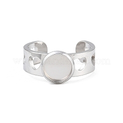 Hollow Heart 304 Stainless Steel Cuff Ring Components&nbsp;SA-CBA82C8-02A-P