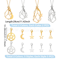 4Pcs 4 Styles 304 Stainless Steel Cable Chain/Bar Link Chain Macrame Pouch Necklace Making&nbsp;NJEW-UN00002