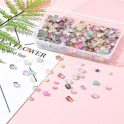 450Pcs 3 Styles Frosted Glass Beads with Golden Glitter Powder&nbsp;DGLA-FS0001-13