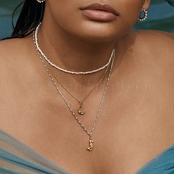 Clear Cubic Zirconia Moon Pendant Necklaces&nbsp;NJEW-I123-01
