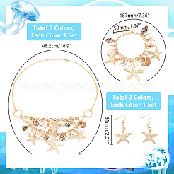 Natural Shell & Starfish Beach Jewelry Set&nbsp;SJEW-PH0001-14