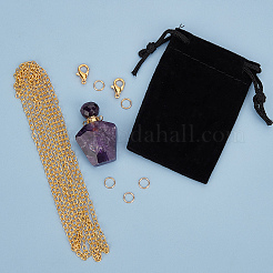 15 Piece DIY Natural Amethyst Perfume Bottle Pendant Necklaces Making Kits&nbsp;DIY-SC0014-86B
