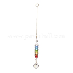 Chakra Natural Quartz Crystal & White Agate Suncatchers&nbsp;HJEW-JM00909