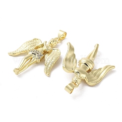 Rack Plating Angel Brass Micro Pave Cubic Zirconia Pendants&nbsp;KK-E102-12G
