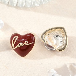Brass Enamel Stud Earrings&nbsp;EJEW-P301-13G