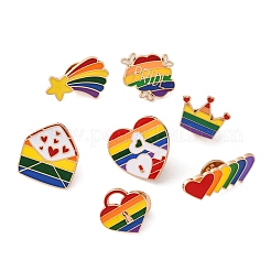 7Pcs 7 Styles Pride Rainbow Theme Enamel Pins&nbsp;JEWB-FP0001-04