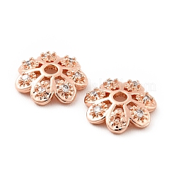 Brass Micro Pave Clear Cubic Zirconia Bead Caps&nbsp;KK-G425-05A