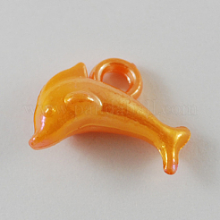 Opaque AB Color Acrylic Dolphin Charms&nbsp;SACR-R697-M5