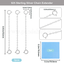 3Pcs Sterling Silver Chain Extender&nbsp;STER-BBC0006-76S