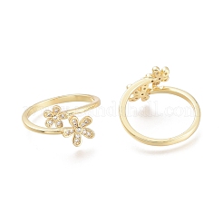 Brass Micro Pave Clear Cubic Zirconia Cuff Rings&nbsp;RJEW-F103-06-G