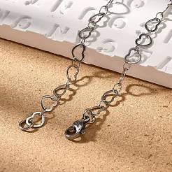 Tarnish Resistant 304 Stailess Steel Heart Link Bracelets&nbsp;BJEW-N280-04
