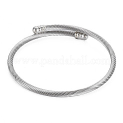 Non-Tarnish Twisted Cable Cuff Bangle&nbsp;BJEW-N013-002