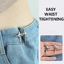 8Pcs 4 Style 4 Pointed Star & Bear Alloy Adjustable Jean Button Pins&nbsp;AJEW-DR0001-33