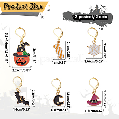 Halloween Theme Alloy Enamel Spider Web/Bat/Wicth Hat Charm Locking Stitch Markers&nbsp;HJEW-PH01708