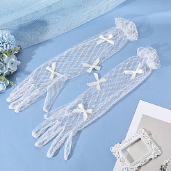 Bowknot Polyester Long Lace Gloves&nbsp;AJEW-WH20007-92B