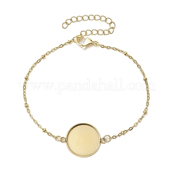 2Pcs 2 Colors 304 Stainless Steel Round Cabochon Setting Bracelets&nbsp;BJEW-JB11089
