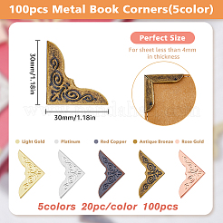100Pcs 5 Colors Floral Pattern Iron Book Corner Guards&nbsp;FIND-FH0007-45