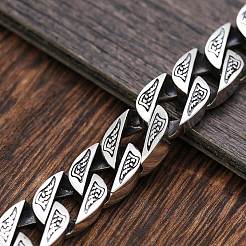 Tibetan Style Alloy Cuban Link Chain Bracelet with Skull Clasp&nbsp;WG81864-01