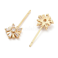 Brass Micro Cubic Zirconia Flower Shape Head Pins&nbsp;KK-Q789-15G