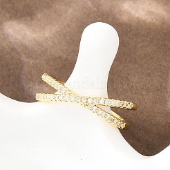 Brass Micro Pave Cubic Zirconia Finger Rings&nbsp;RJEW-D340-01G-06