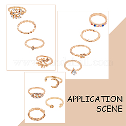 21Pcs 21 Styles Rectangle & Horse Eye & Teardrop & Leaf & Moon & Star & Heart Alloy Finger Rings&nbsp;RJEW-AN0001-15