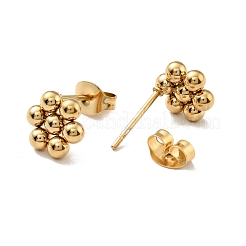 PVD Vacuum Plating 201 Stainless Steel Flower Stud Earrings with 304 Stainless Steel Pins for Women&nbsp;EJEW-C033-01G