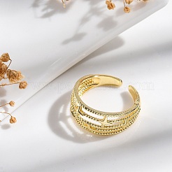 Rack Plating Brass Open Cuff Finger Rings for Women&nbsp;RJEW-M028-91G