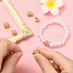 6Pcs 3 Styles Brass Pave Clear Cubic Zirconia European Beads&nbsp;KK-CJ0003-08