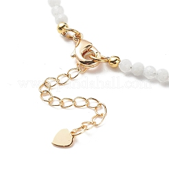 Cubic Zirconia Teardrop Pendant Necklace with Natural Moonstone Beaded Chains&nbsp;NJEW-JN04121-03