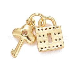 Rack Plating Brass Cubic Zirconia Pendants Findings&nbsp;KK-E275-21G