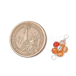 Natural Amazonite & Apatite & Rose Quartz & Amethyst & Red Agate Faceted Round Beaded Flower Connector Charms&nbsp;PALLOY-JF03605-02