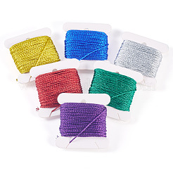 6Pcs 6 Colors 12-Ply Polyester Metallic Embroidery Threads&nbsp;DIY-TAC0020-74