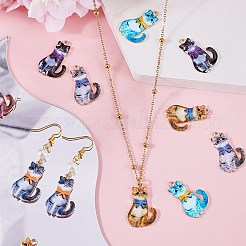 30Pcs Cat Shaped Alloy Enamel Pendants&nbsp;ENAM-SC0005-27A
