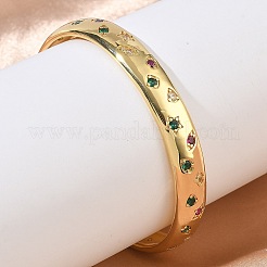Brass Micro Pave Cubic Zirconia Cuff Bangles for Women&nbsp;BJEW-A172-03G