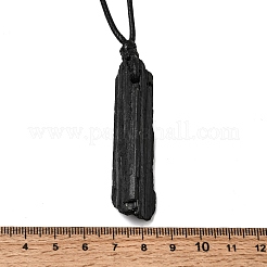 Raw Rough Natural Black Tourmaline Nuggets Pendant Adjustable Waxed Cord Necklaces for Women Men&nbsp;GG-CBA7610-12