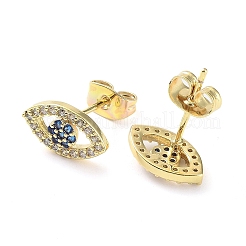 Brass Micro Pave Cubic Zirconia Stud Earrings&nbsp;EJEW-P247-02G