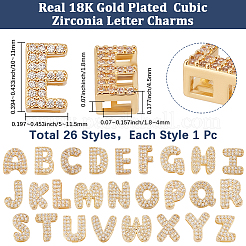 26Pcs 26 Styles Brass Micro Pave Clear Cubic Zirconia Charms&nbsp;KK-BBC0018-98