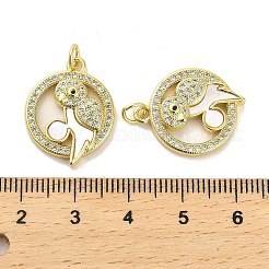 Brass Micro Pave Clear Cubic Zirconia Pendants&nbsp;KK-K365-01G-02