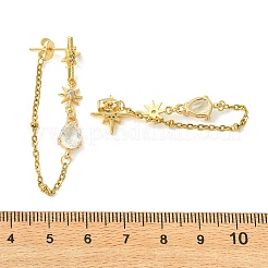 Star Teardrop Brass Micro Pave Cubic Zirconia Stud Earrings&nbsp;EJEW-JE07151