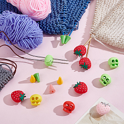 20Pcs 5 Styles Strawberry Synthetic Rubber Knitting Needle Point Protectors&nbsp;FIND-GA0008-11