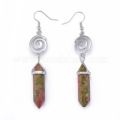 Pointed Bullet Natural & Synthetic Mixed Gemstone Dangle Earrings&nbsp;EJEW-K084-C