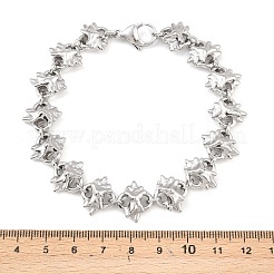 304 Stainless Steel Flower Link Chain Bracelets&nbsp;BJEW-D379-17P