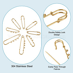 6 Styles 304 Stainless Steel Safety Pins Brooch Findings&nbsp;STAS-TA0006-12G