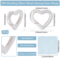 2Pcs 925 Sterling Silver Spring Gate Rings&nbsp;STER-BBC0008-24B