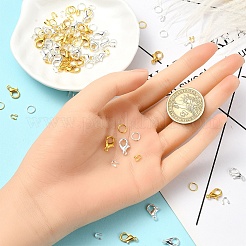 Zinc Alloy Lobster Claw Clasps with Brass Wire Guardian and Protectors with Iron Open Jump Rings&nbsp;DIY-YW0010-08
