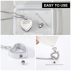 1Pc Stainless Steel Heart Pendant Urn Ashes Necklaces&nbsp;NJEW-CN0001-17P