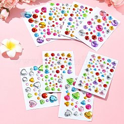 8 Sheets 4 Styles Acrylic Rhinestone Self-Adhesive Stickers&nbsp;AJEW-YW0001-32