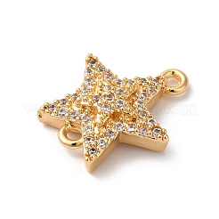 Brass Micro Pave Clear Cubic Zirconia Star Links Connector Charms&nbsp;KK-C062-105G
