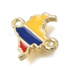 Brass Enamel Map Links Connector Charms&nbsp;KK-C263-04G